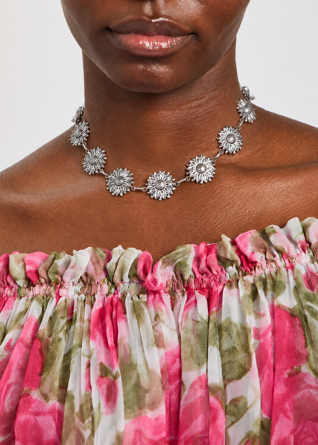 Collar Silver Sun Flower