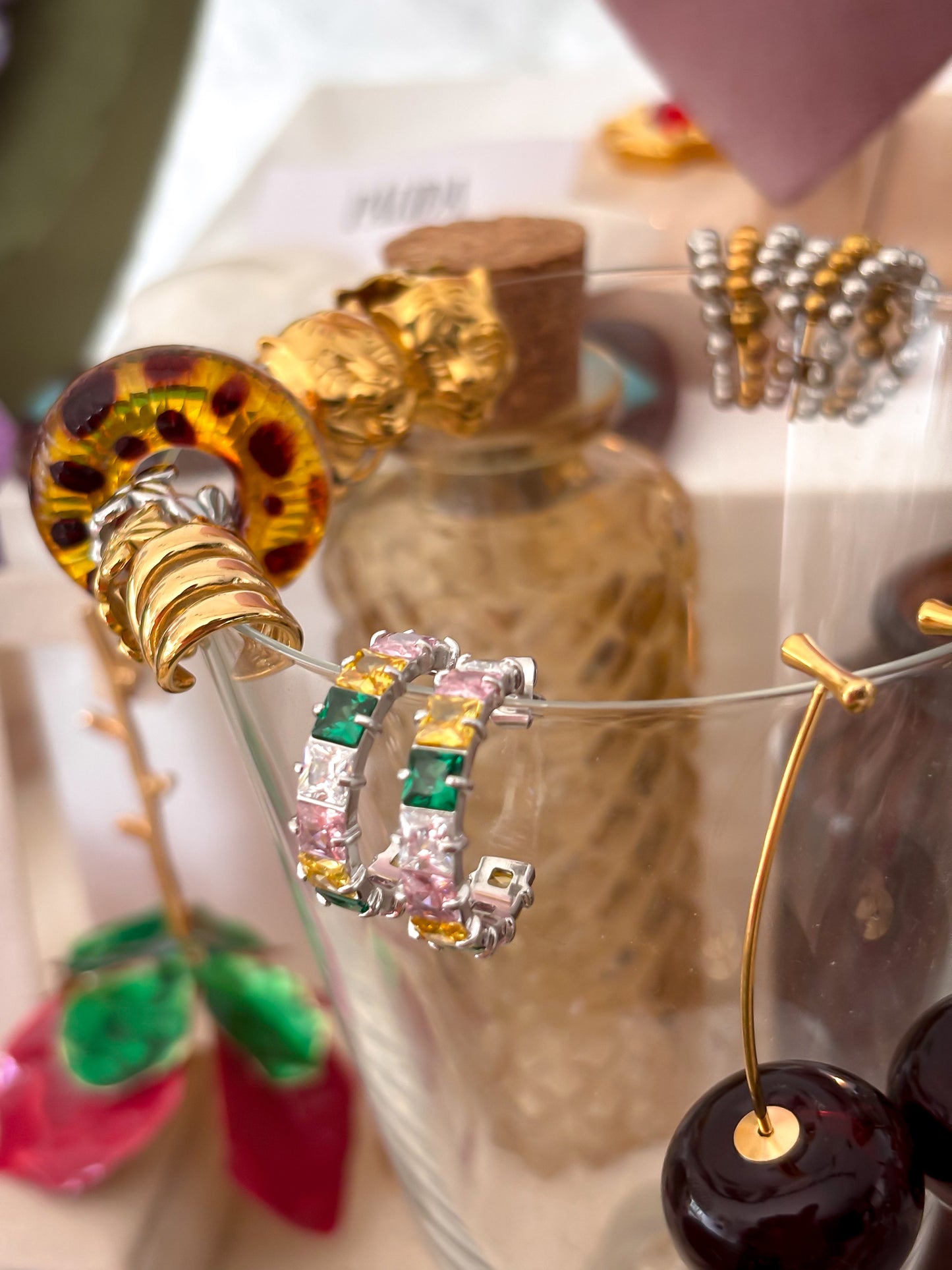 Pendientes "Pastel Diamonds Hoops"