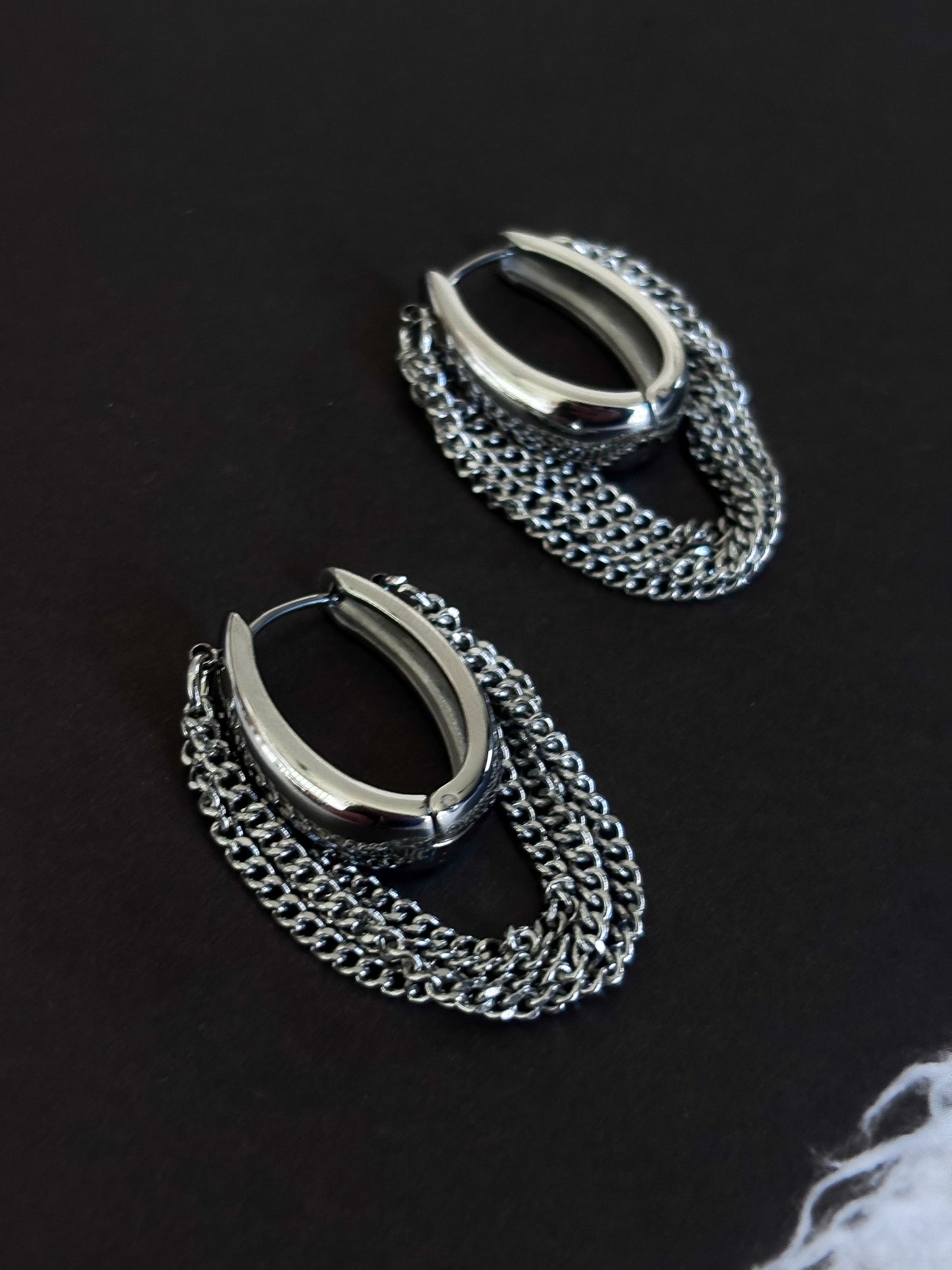 Aretes Silver Chains Love