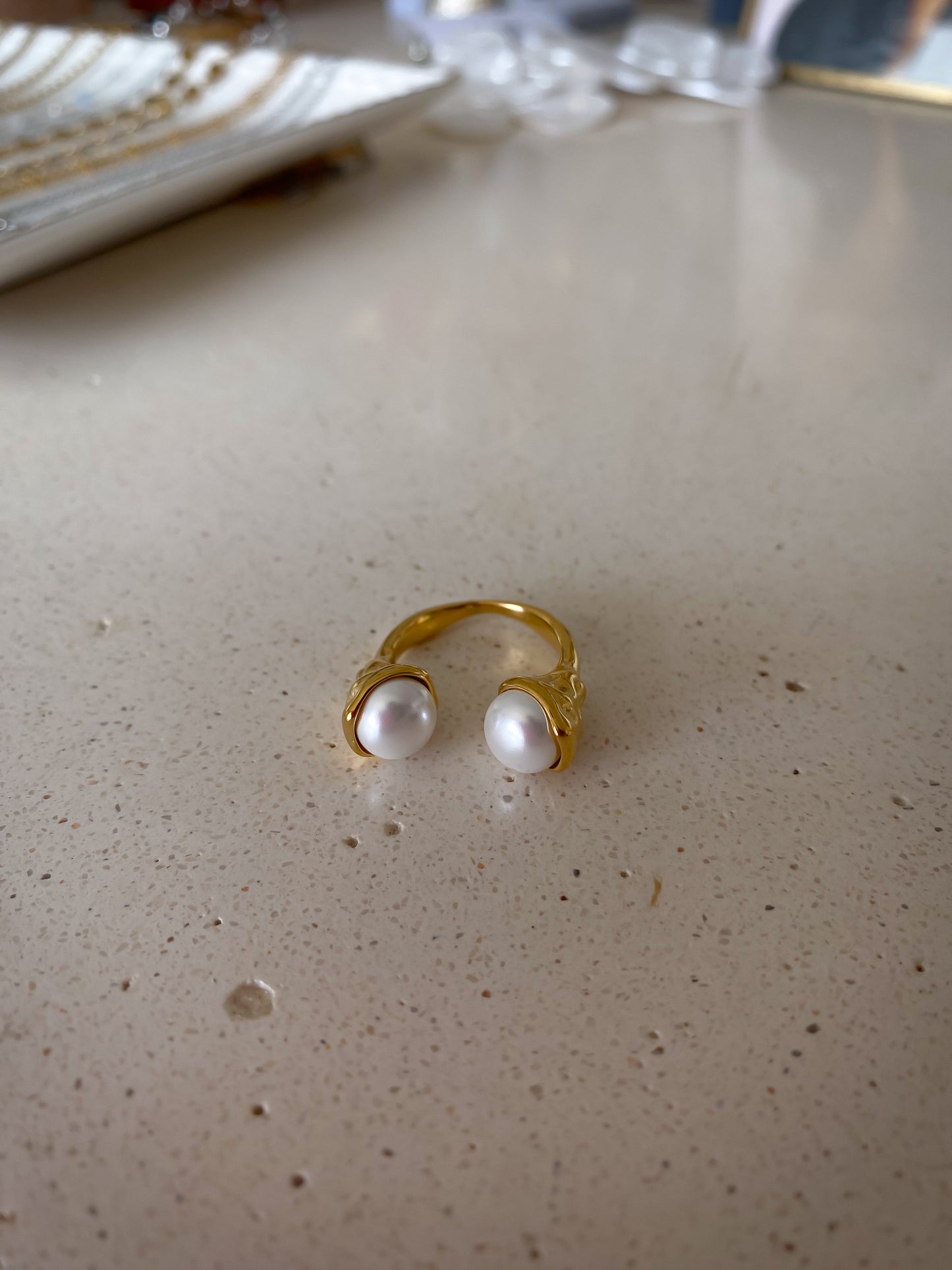 Anillo Ajustable Double Pearl