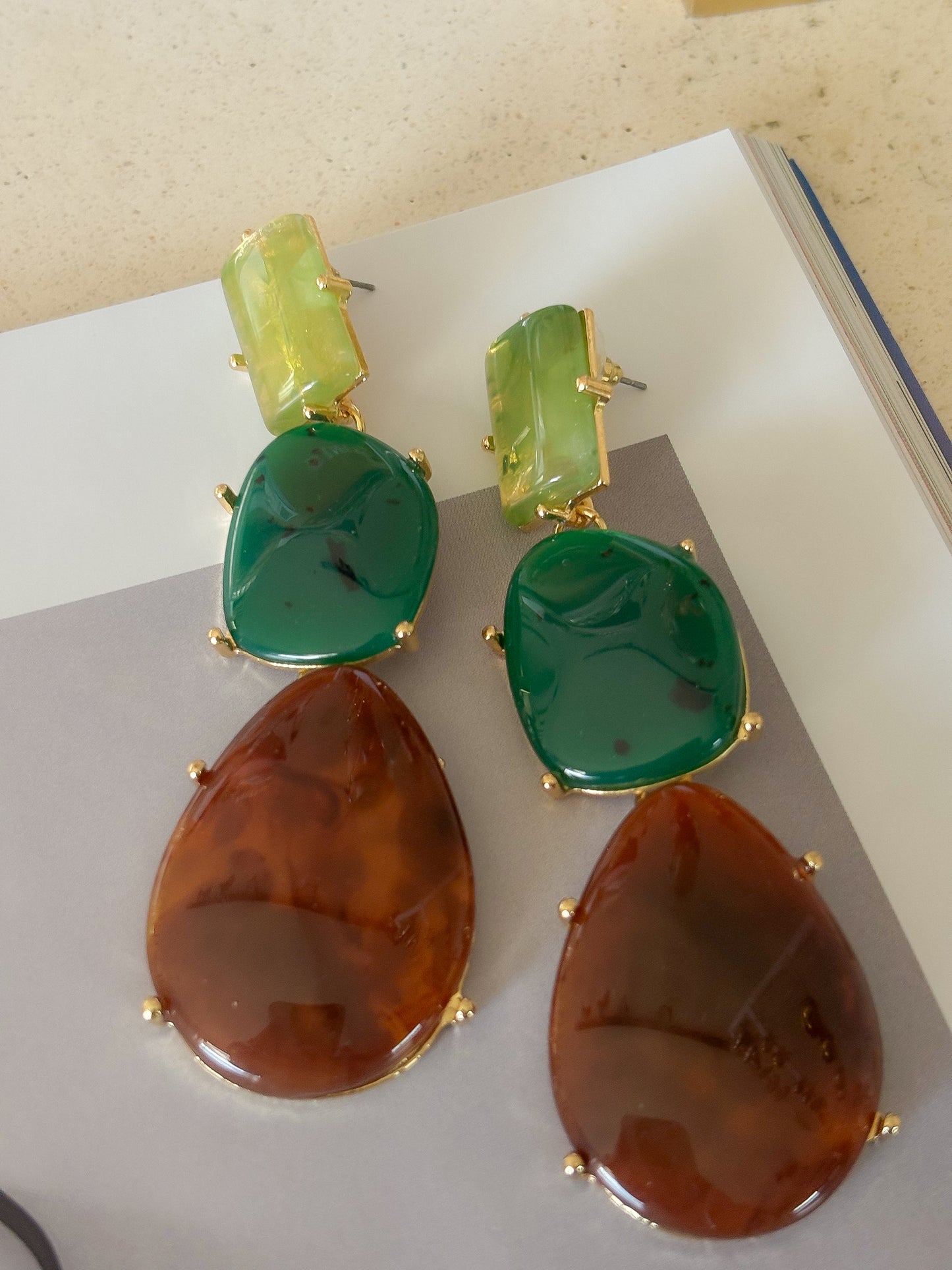 Pendientes Statement green Ovals