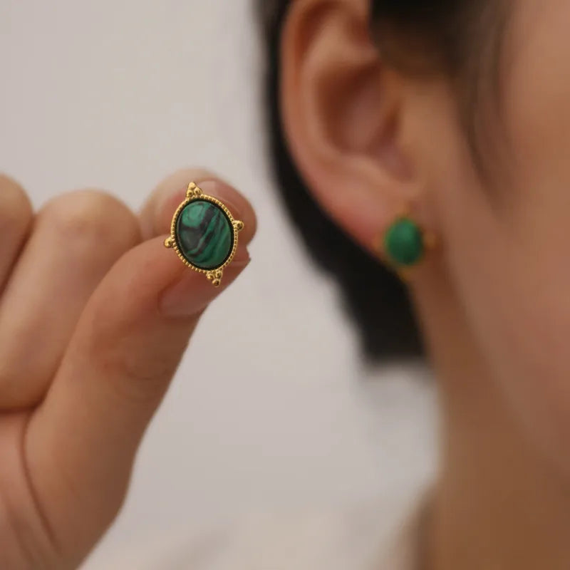 Aretes Mini Green Stone
