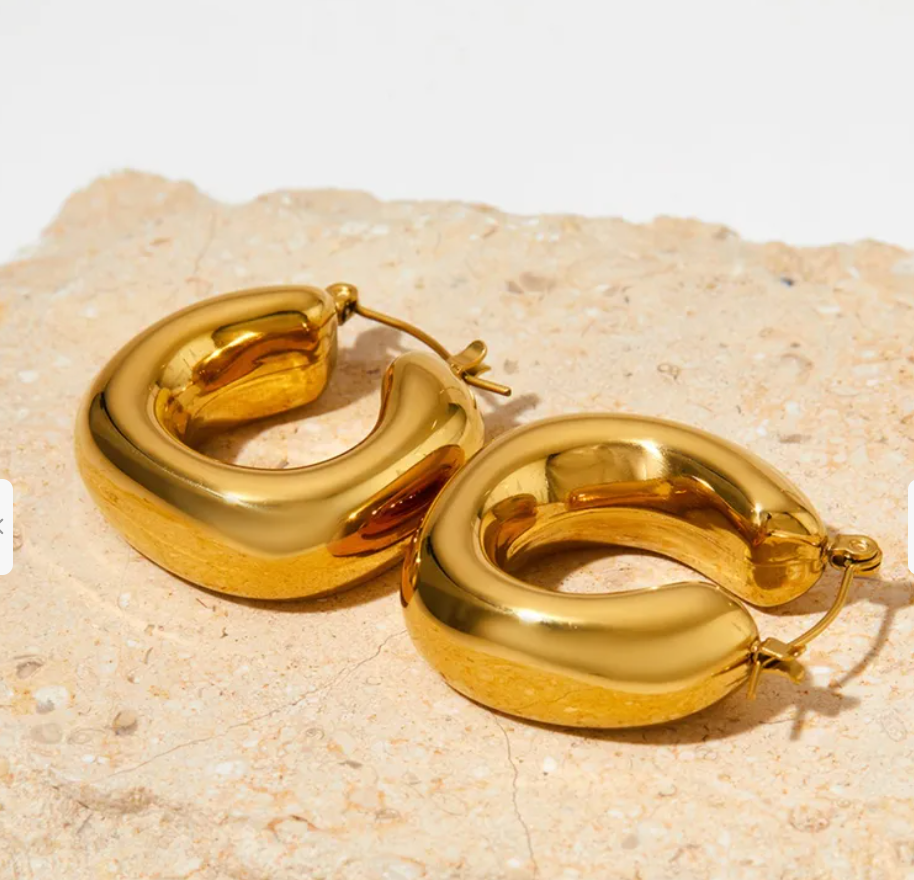 Square Hoops Gold