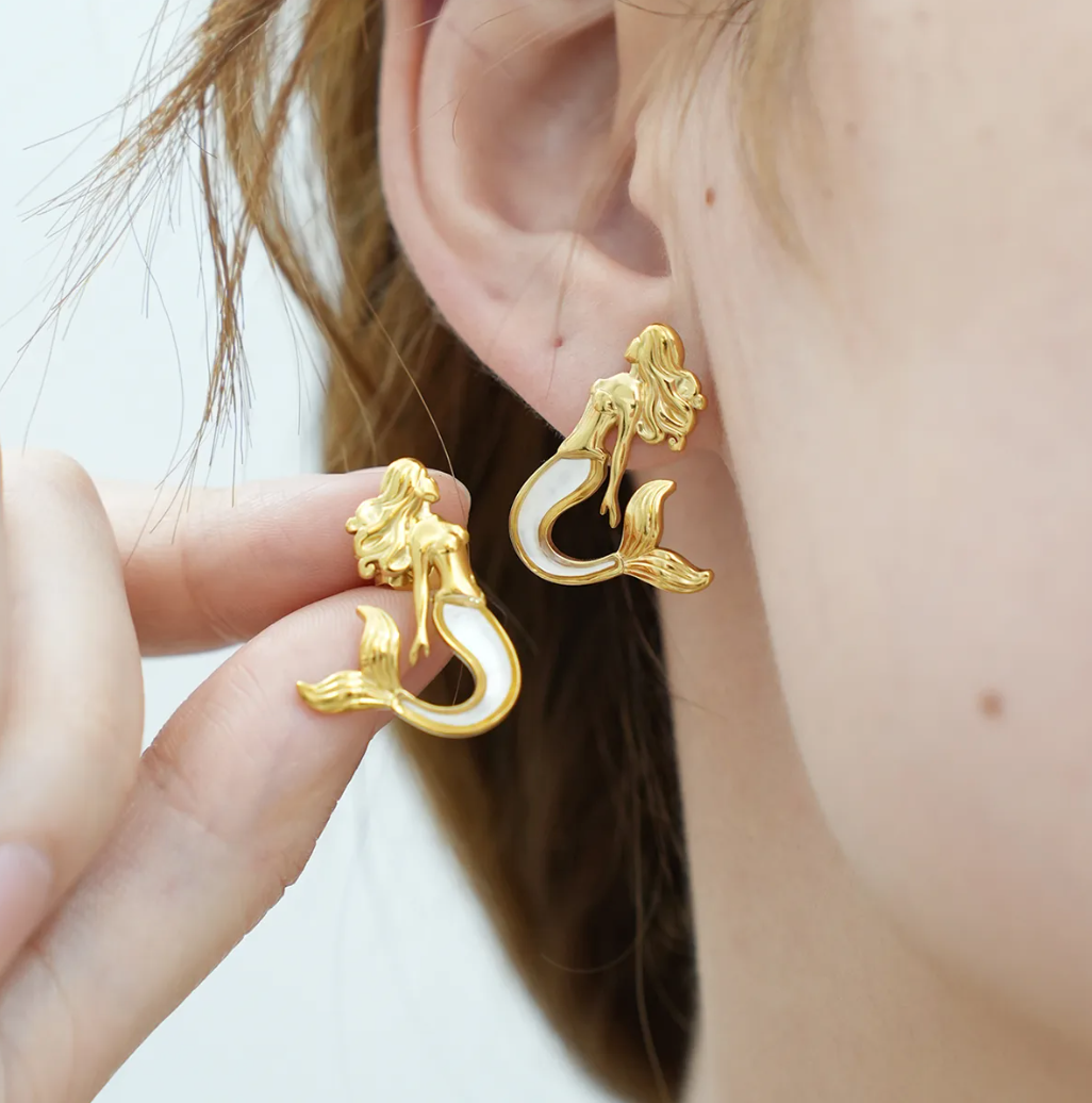 Pendientes Gold Nacar Mermaid