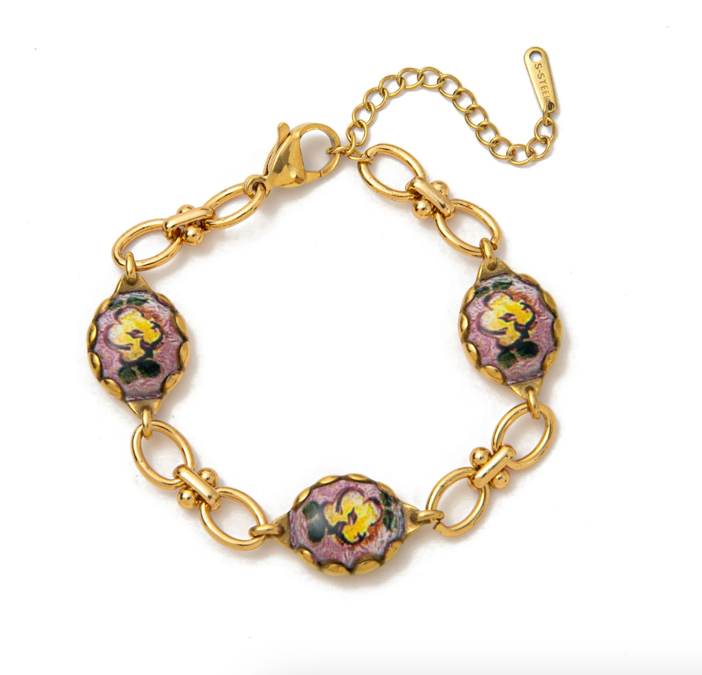 Brazalete Vintage Gold Multi Flowers