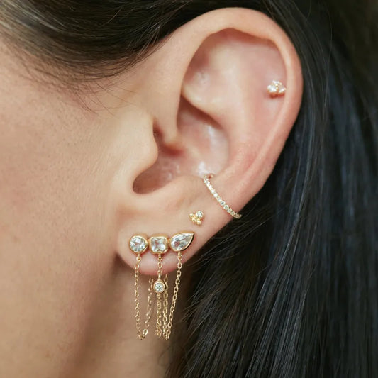 Aretes Multiple Chains Mini Diamond