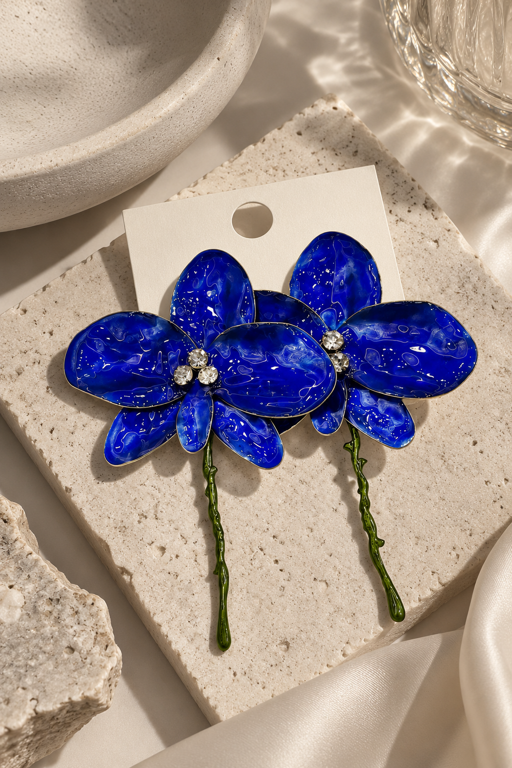 Pendientes Big Blue Flower