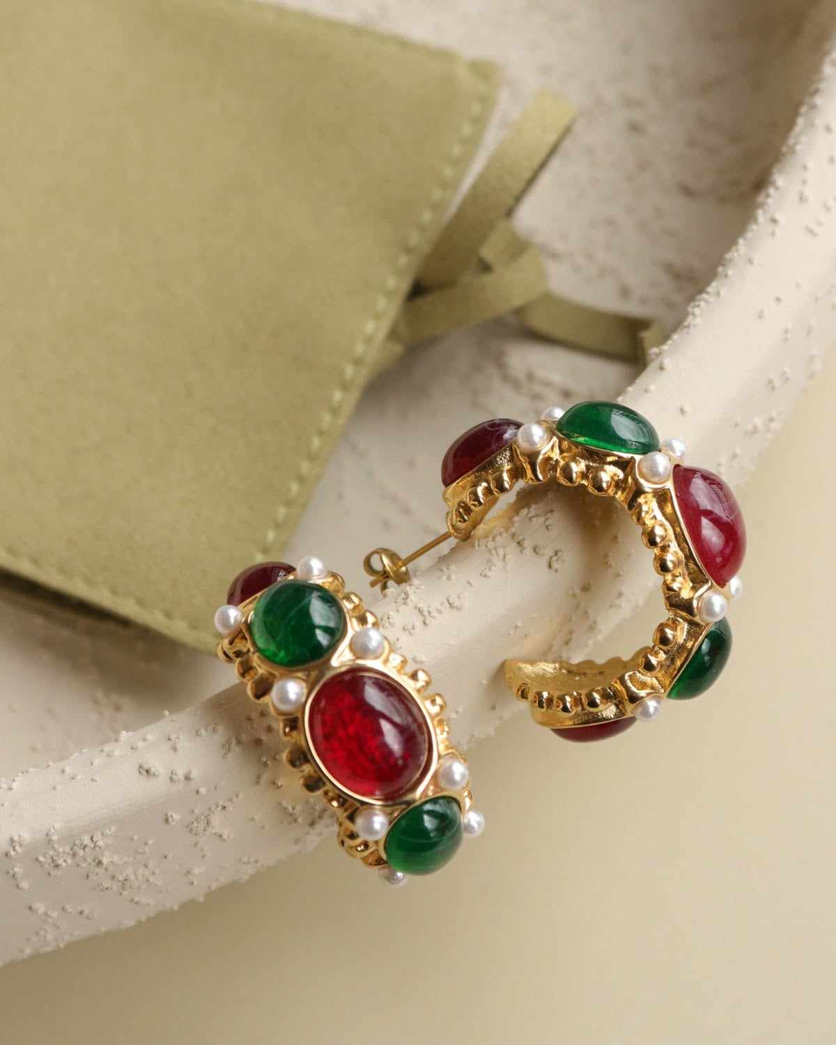 Pendientes Gemas Pearls Green