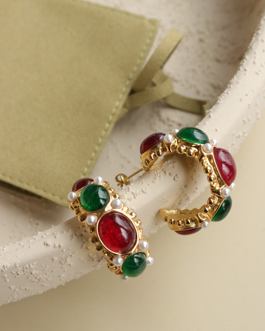 Pendientes Gemas Pearls Green