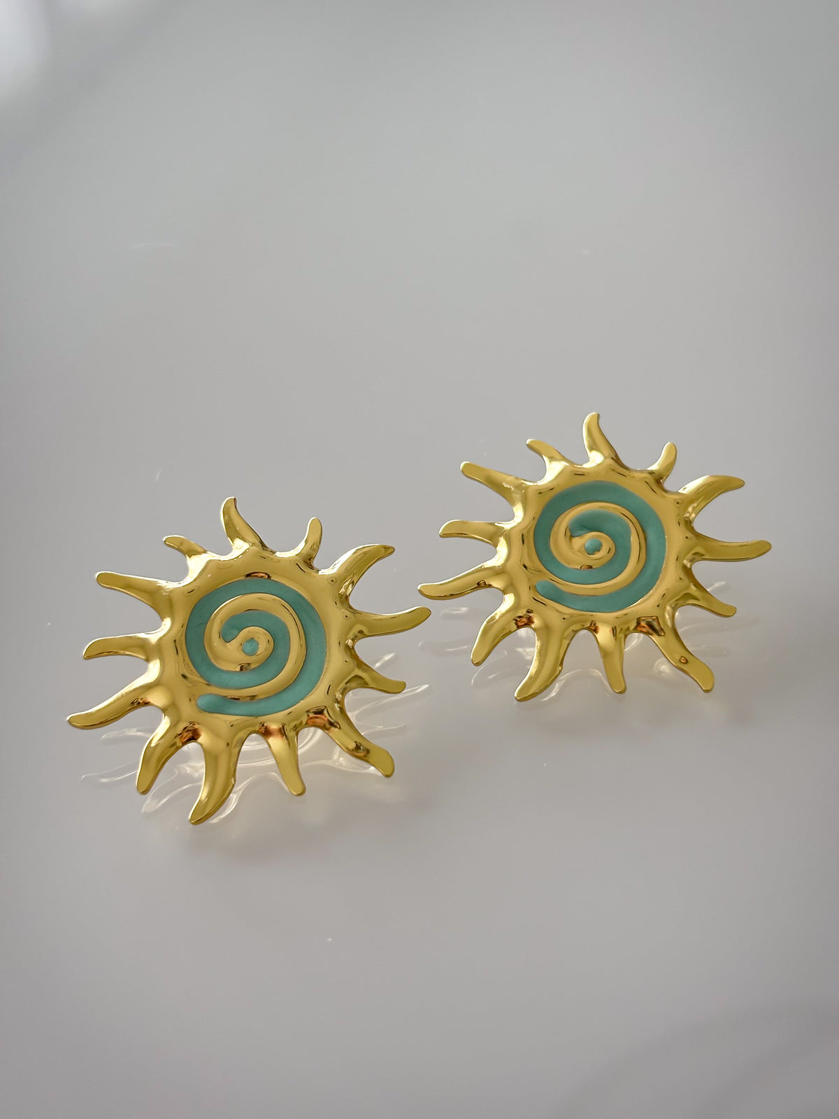 Aretes Green Wavy Sun