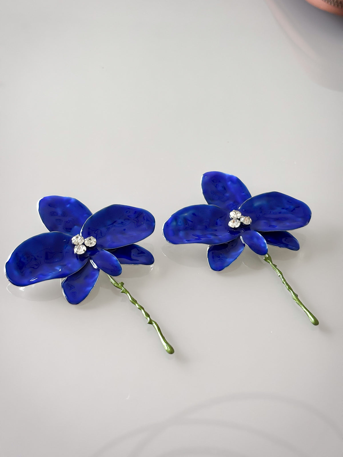 Pendientes Big Blue Flower