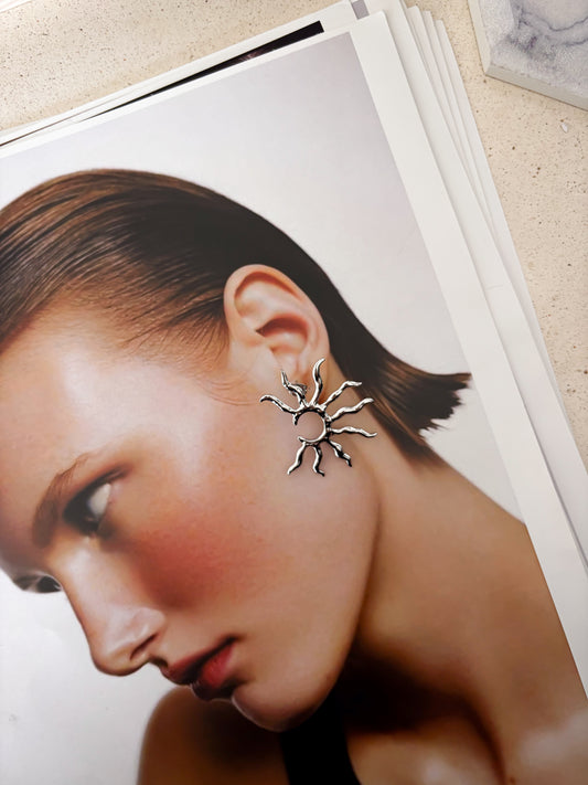 Aretes "Silver Half Sun"