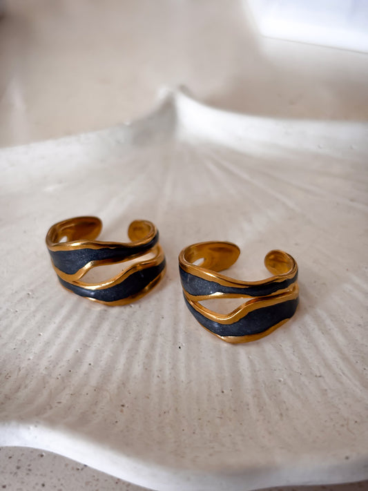 Anillo "Black Chunky Marble"