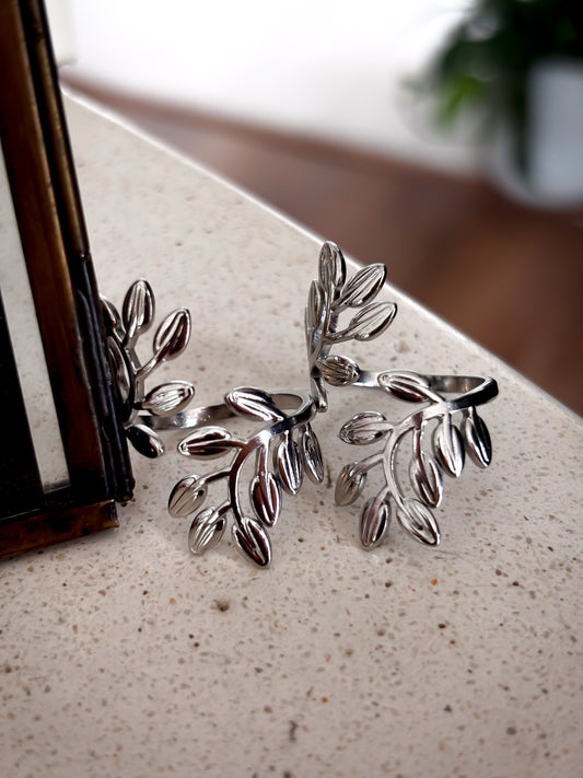 Anillo Ajustable Silver Leaves