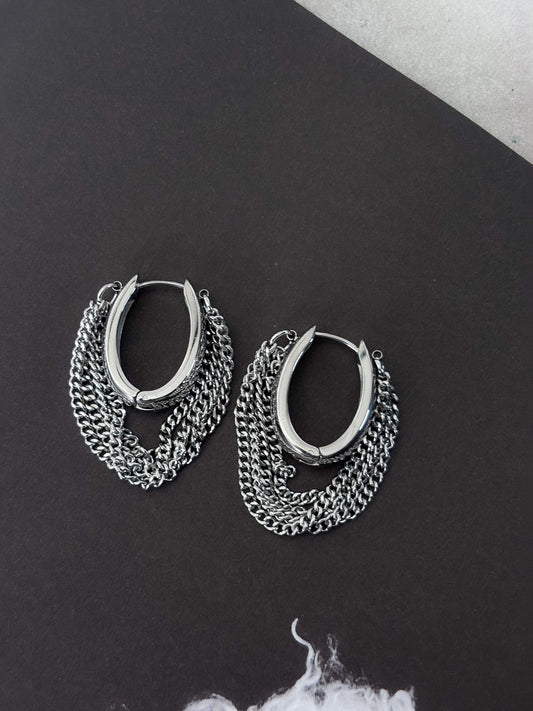 Aretes Silver Chains Love