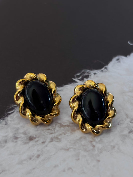 Aretes Black Vintage Oval