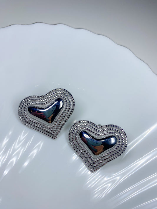 Aretes "Silver Dots Hearts"