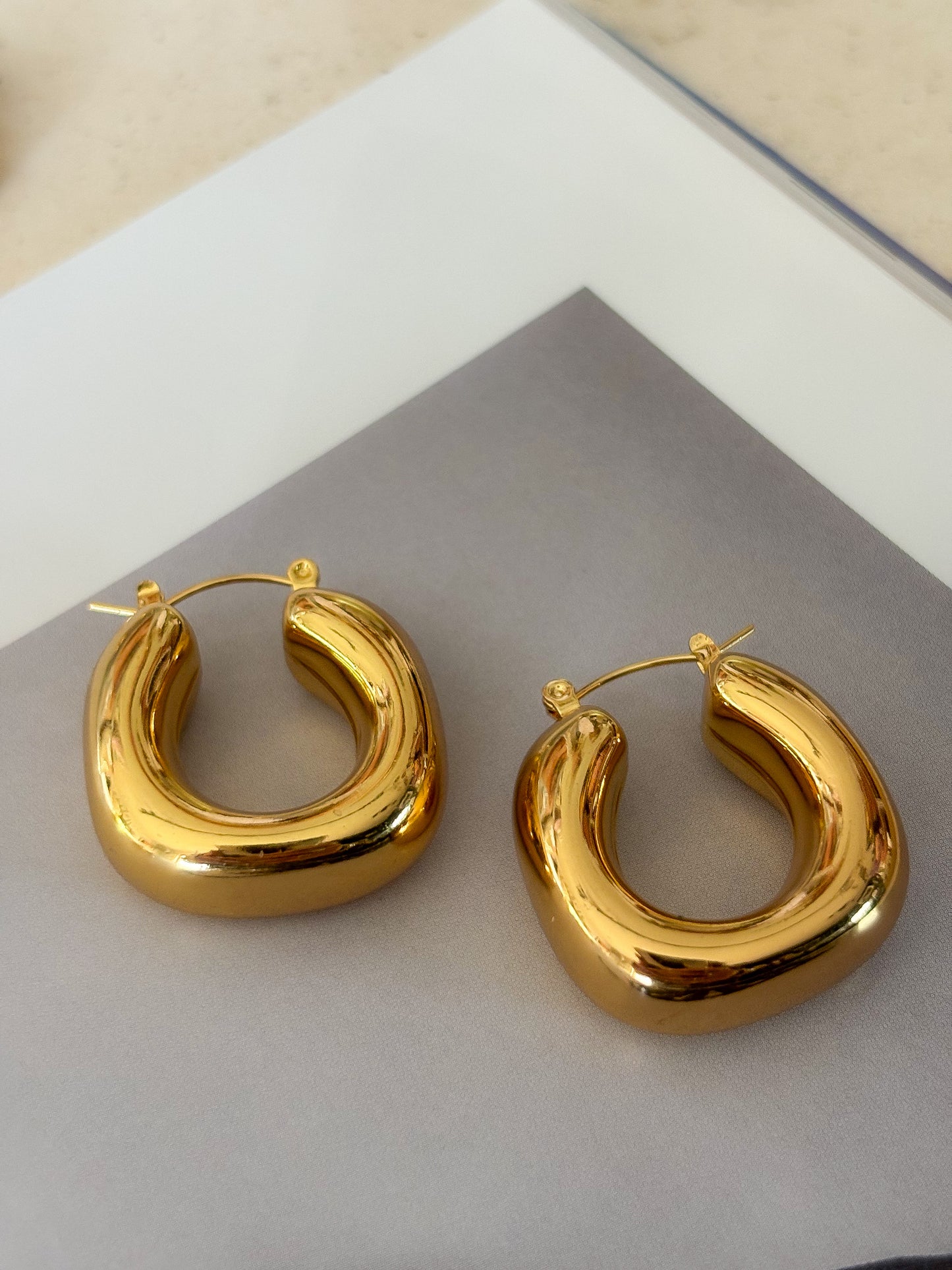 Square Hoops Gold