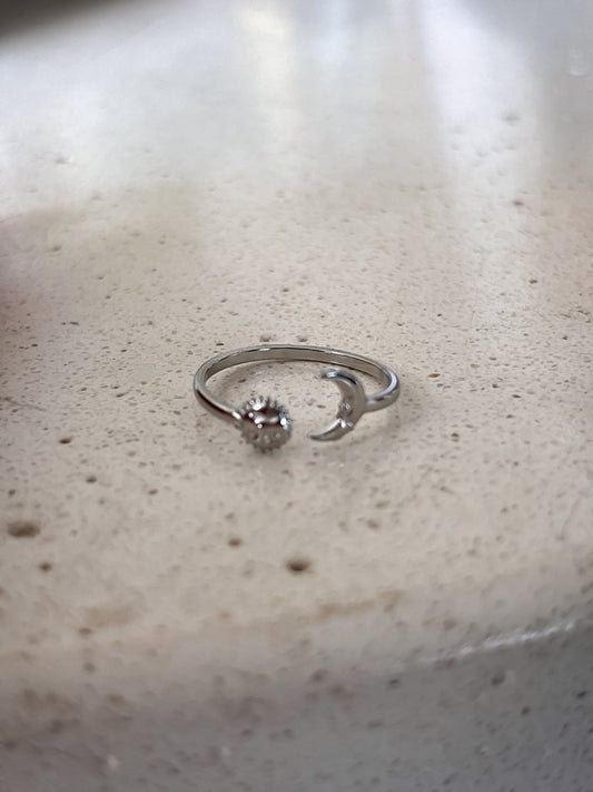 Anillo Ajustable Silver Moon & Sun