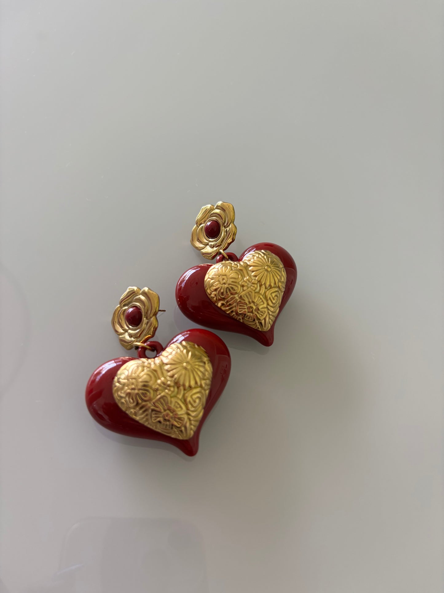 Pendientes Red Big Heart