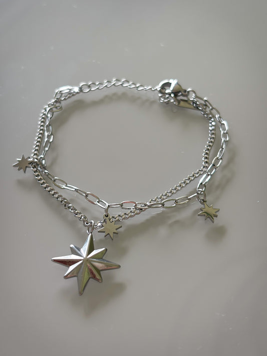 Brazalete Double Destellos Silver