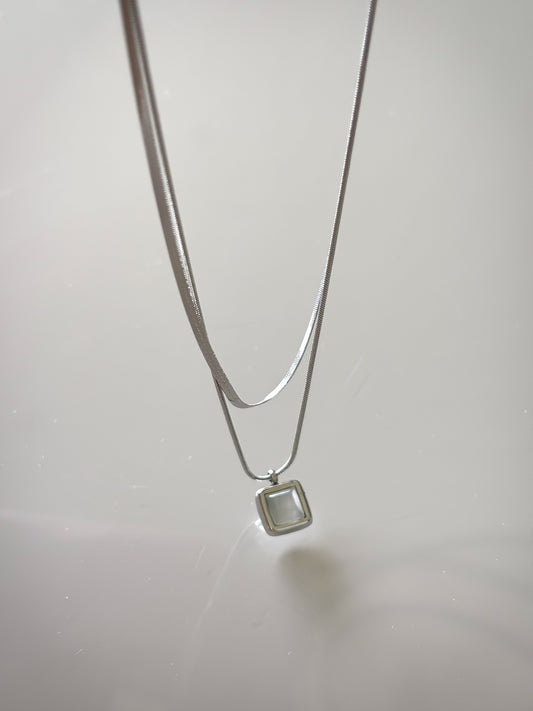 Collar Double Silver stone