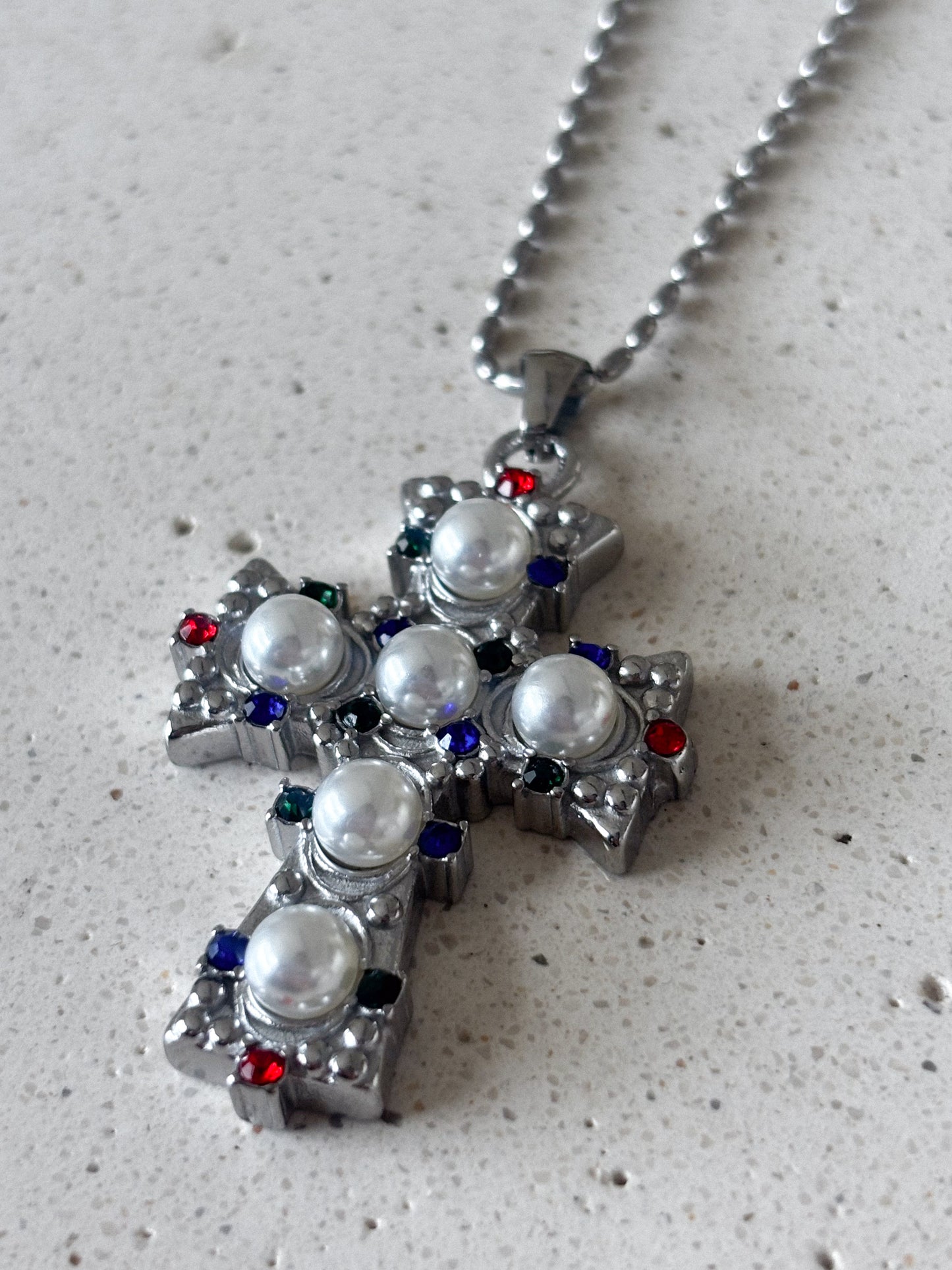 Collar Silver Diamond Cross