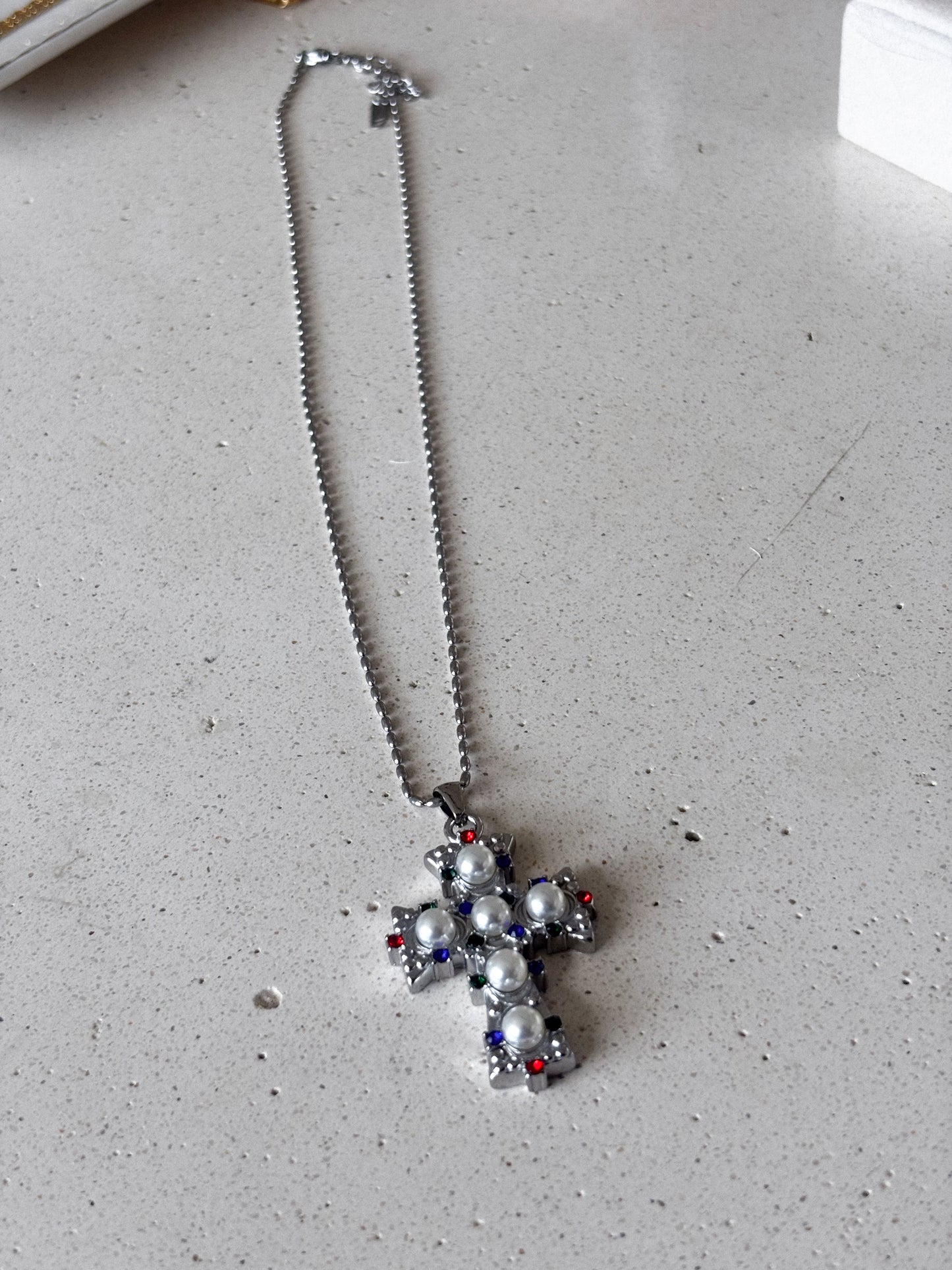 Collar Silver Diamond Cross