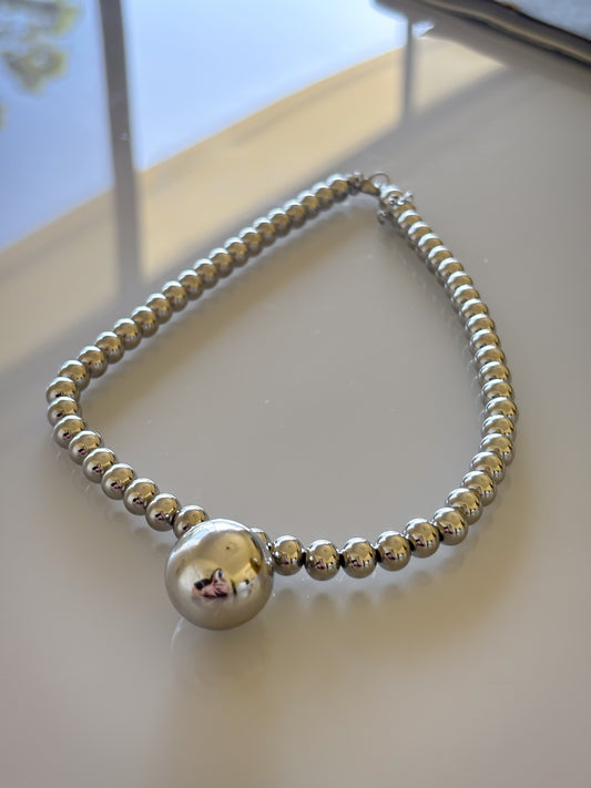 Collar Heavy Silver Dot