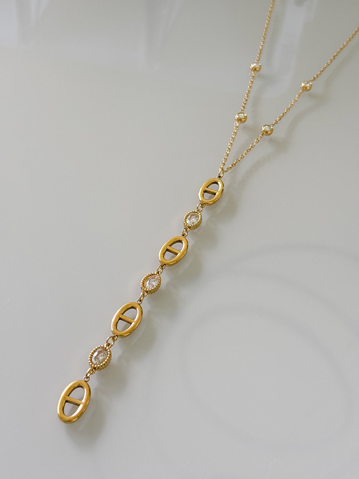 Collar Gold Long Clear diamonds