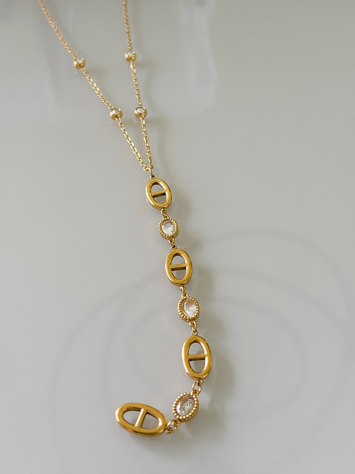Collar Gold Long Clear diamonds
