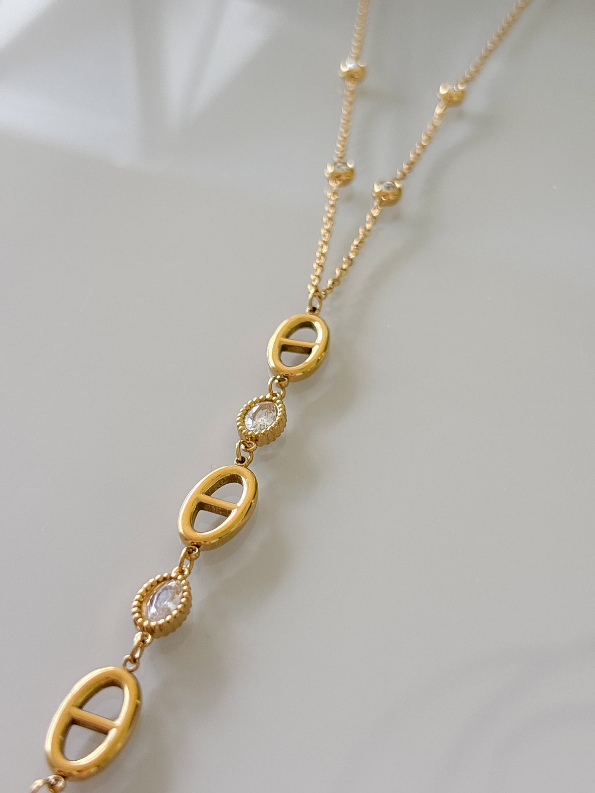Collar Gold Long Clear diamonds