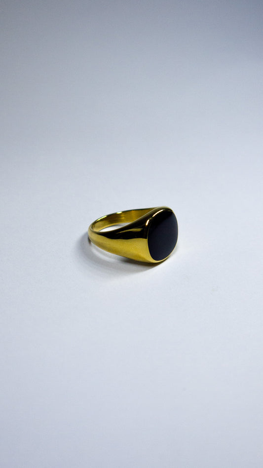URBAN - Signet Ring - Gold Black Stone