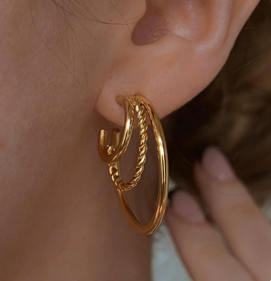 Pendientes Three goldie hoops