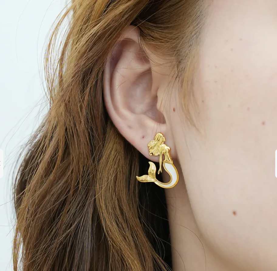 Pendientes Gold Nacar Mermaid