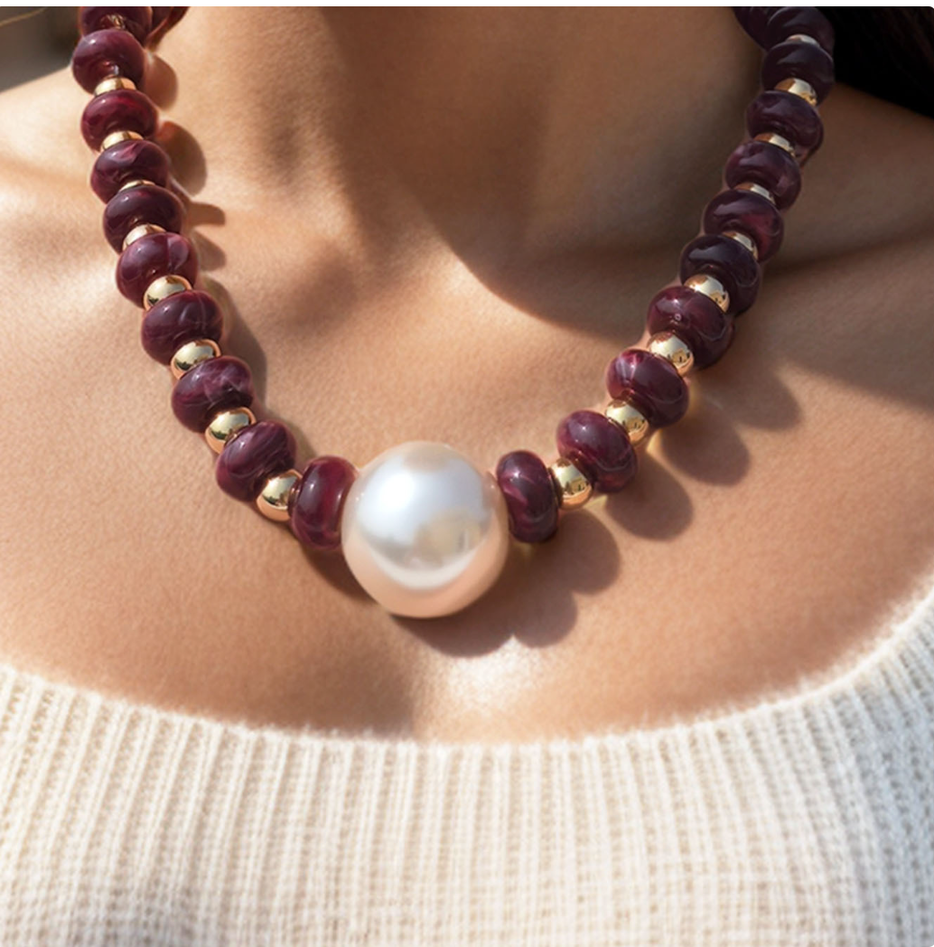 Collar Red Wine Pearl