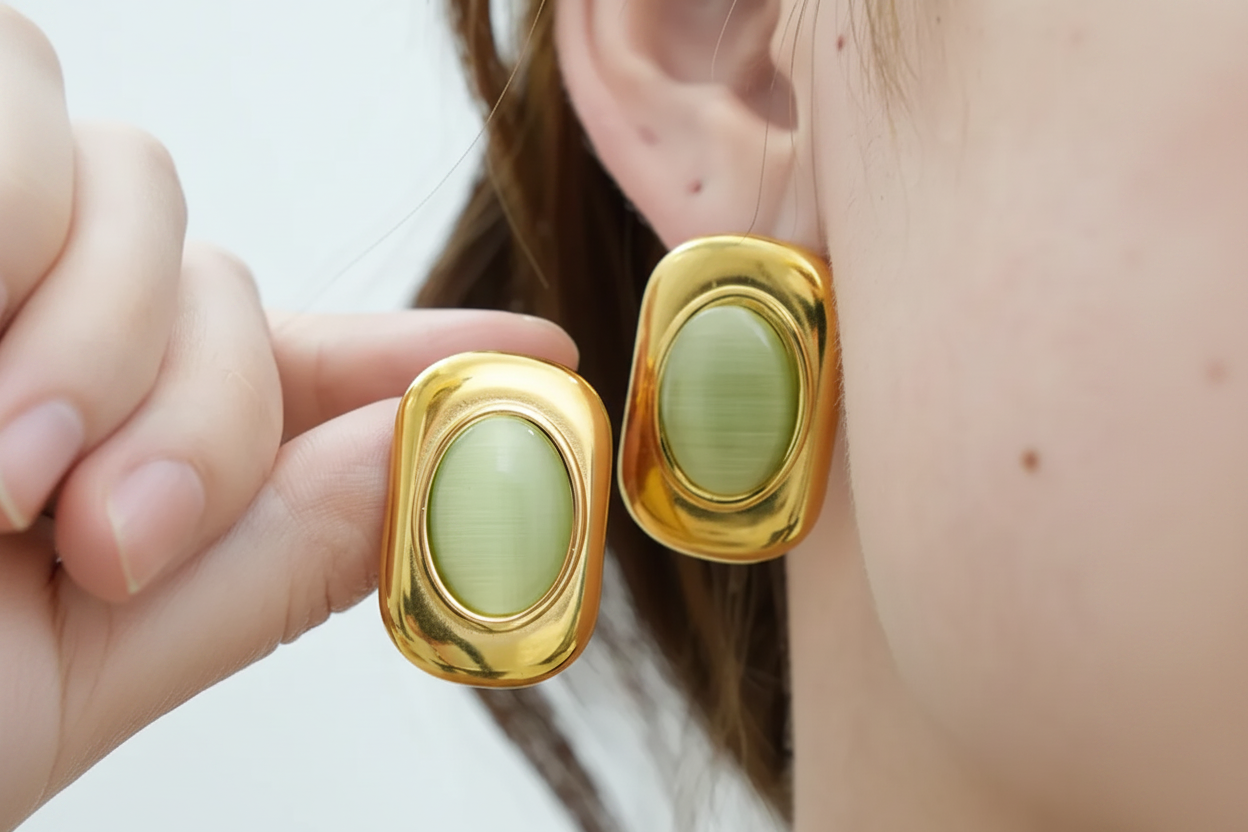 Pendientes Oliva Verde