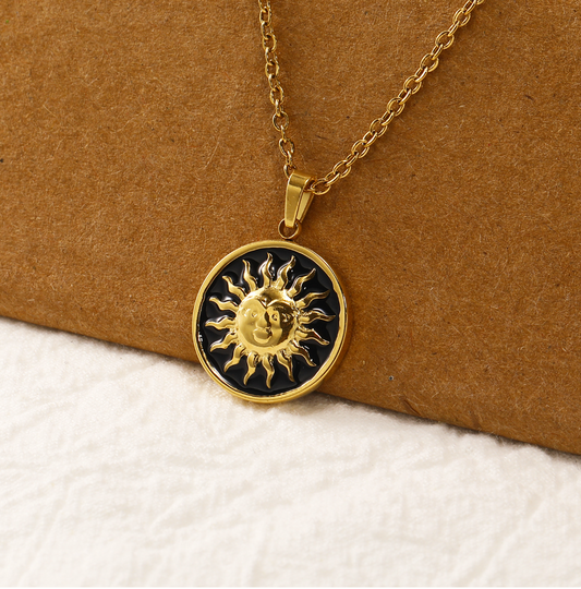 Collar Gold Black Sun
