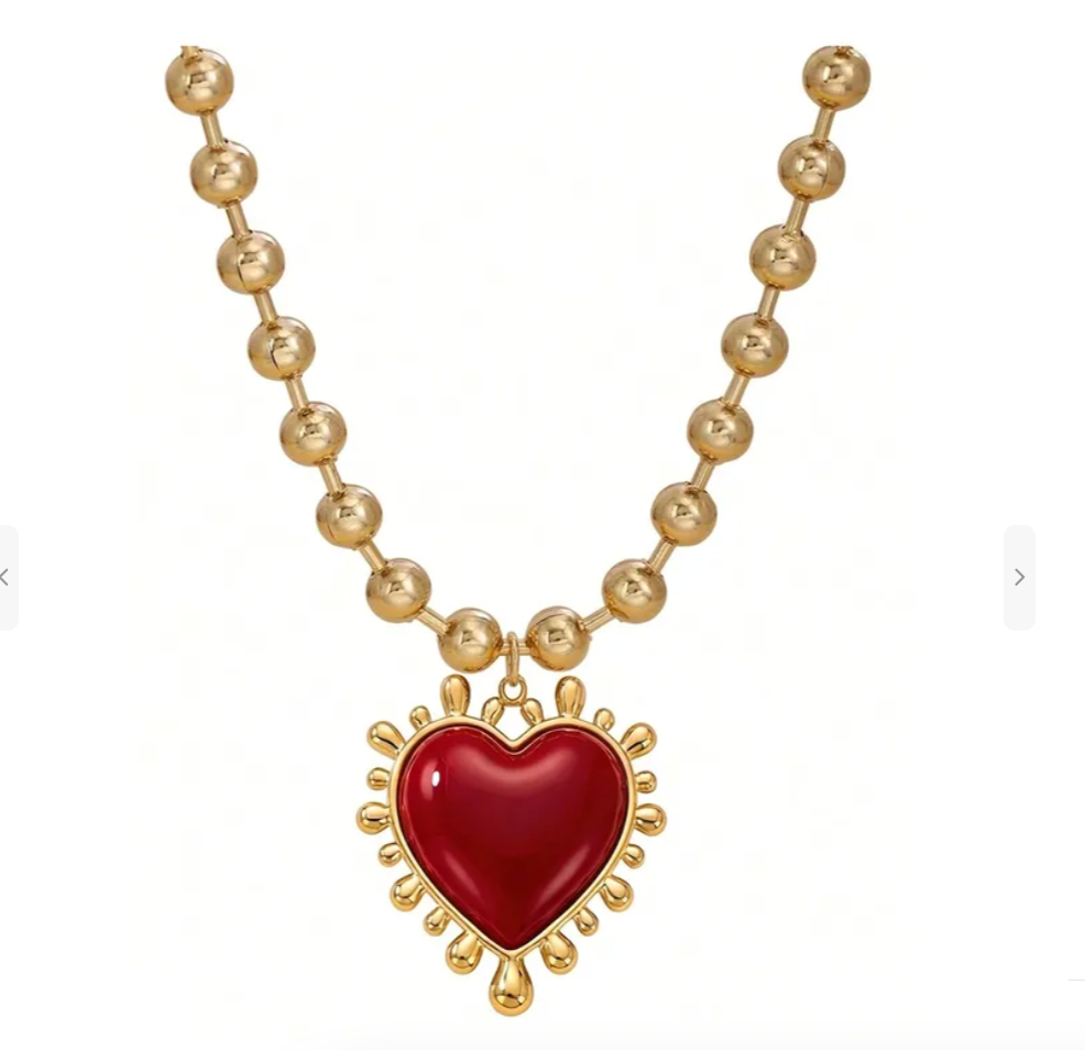 Collar Gold Chunky Red Heart
