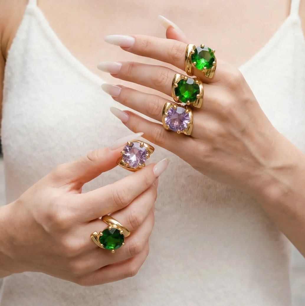 Anillo Big Green Gem