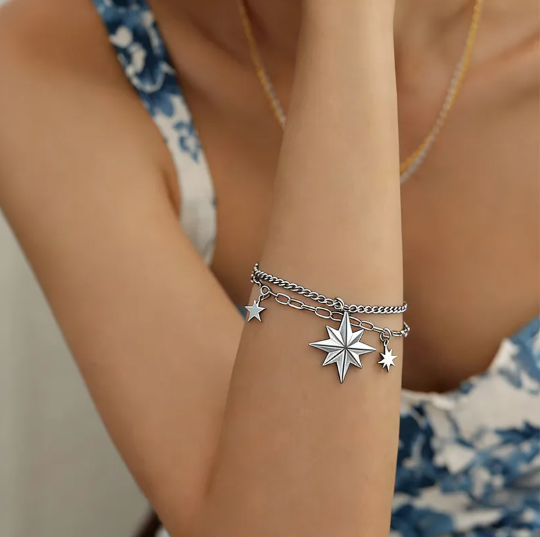 Brazalete Double Destellos Silver