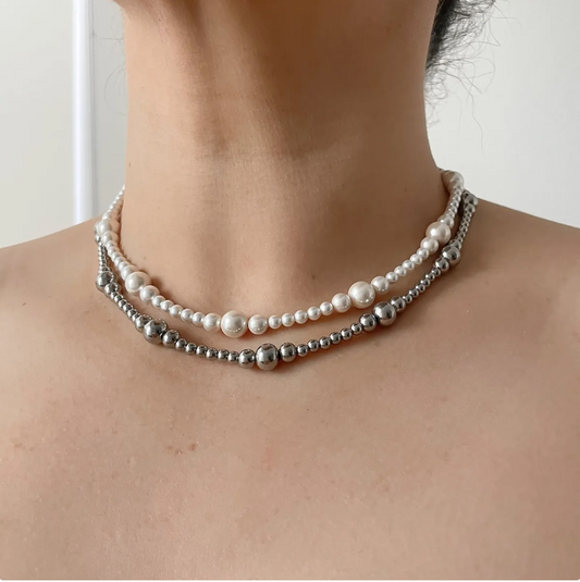 Collar Tipo Gargantilla Balines Silver