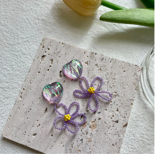 Pendientes Flor Tejida