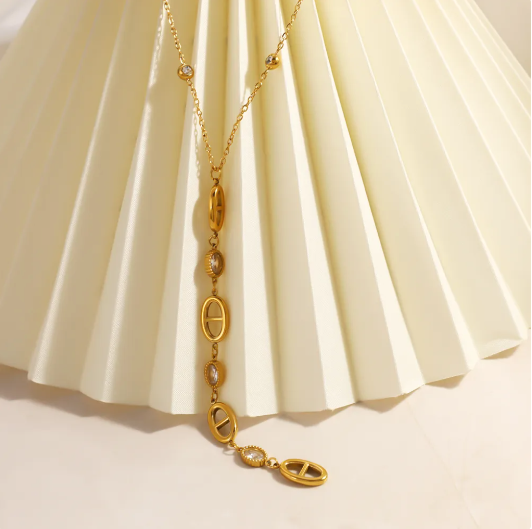 Collar Gold Long Clear diamonds