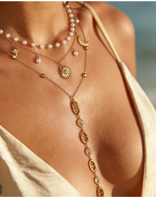 Collar Gold Long Clear diamonds