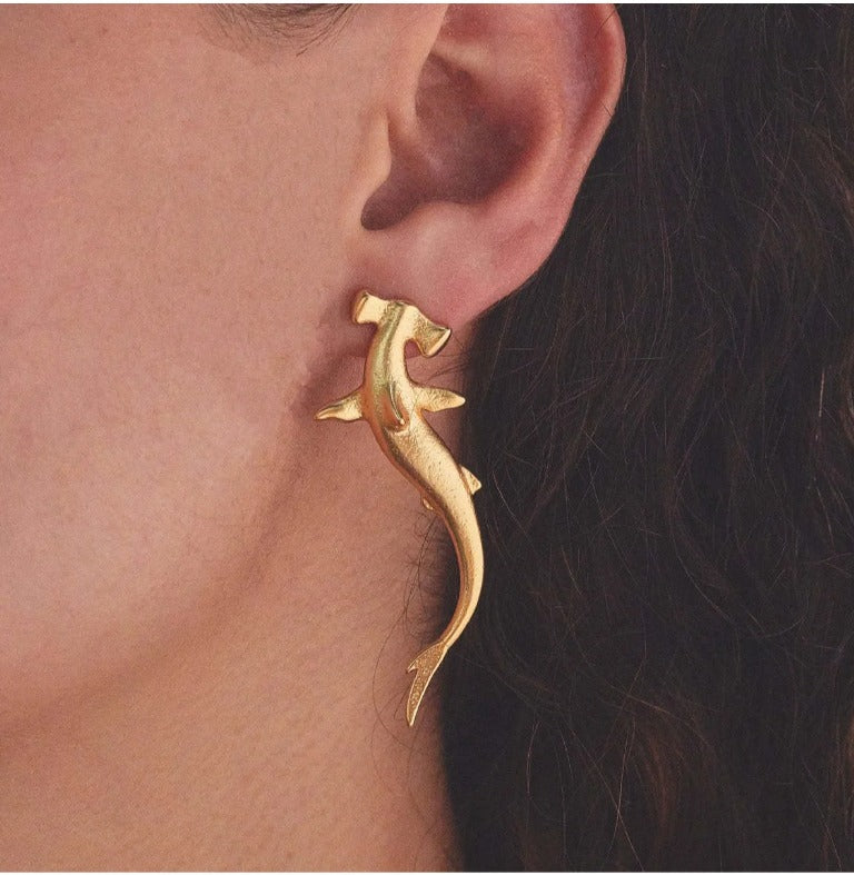 Pendientes "Golden Shark"
