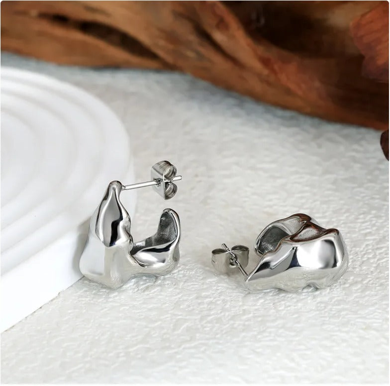 Pendientes Silver Organic Square