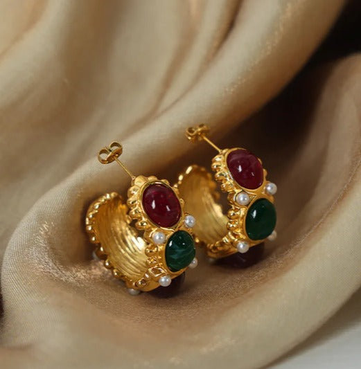 Pendientes Gemas Pearls Green