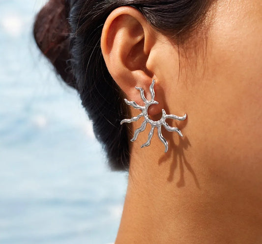 Aretes "Silver Half Sun"