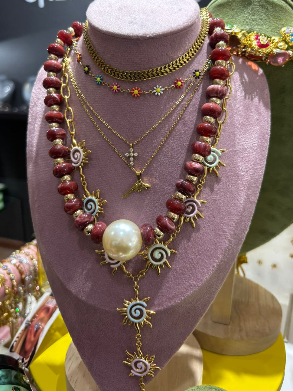 Collar Red Wine Pearl